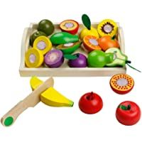 yoptote Frutas y Verduras Juguete para Cortar Frutas Verduras Juguetes Montessori Comida Madera Cocinas de Juguete para…